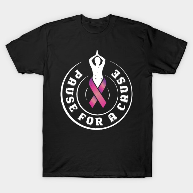 Pause for a Cause Zen Breast Cancer Awareness paws T-Shirt by holger.brandt